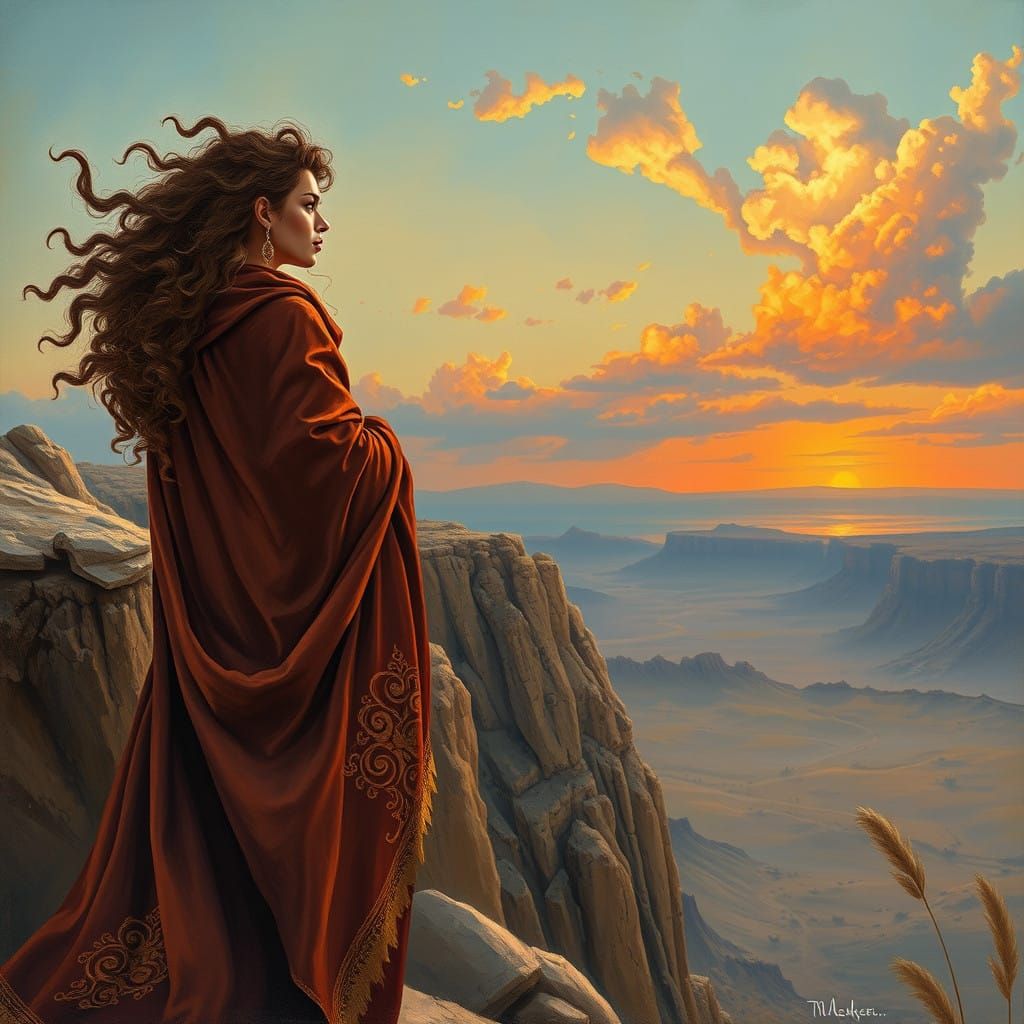 Dreamy Desert Goddess in Elegant Velvet Cloak