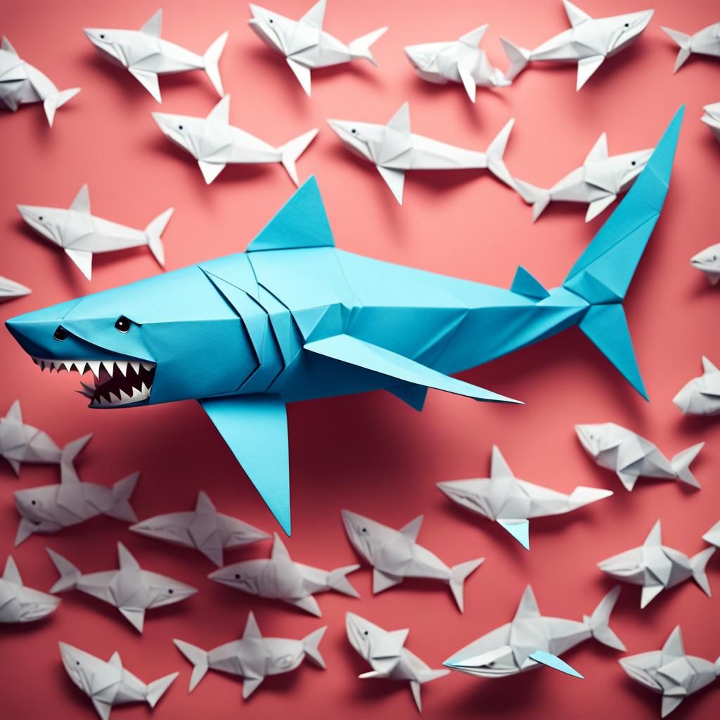 happy shark origami - AI Generated Artwork - NightCafe Creator