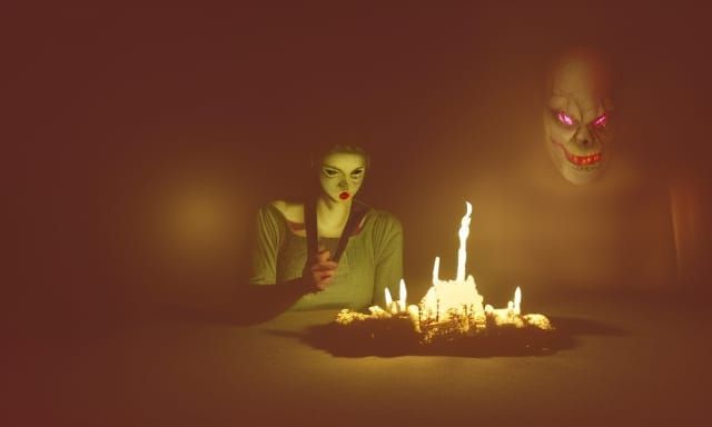 spooky demon being summoned, mysterious silhouette of light,...