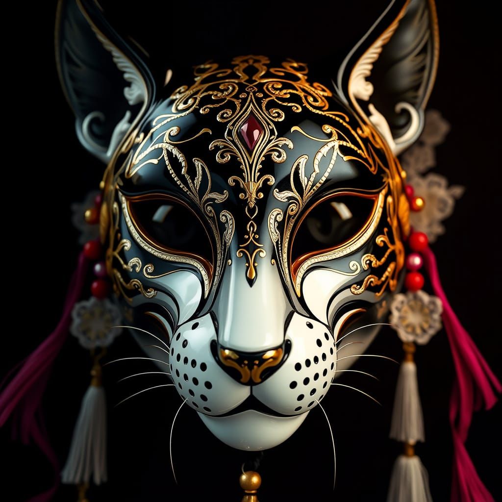 Ceramic Cat Mask  by @jeanne french