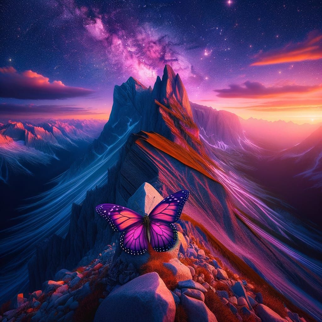 Butterfly sitting on a mountain - AI Generated Artwork - NightCafe Creator