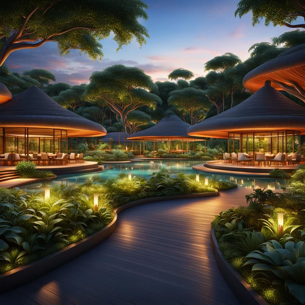 A 5 star Forrest haven Resort full of greenery in the resort...