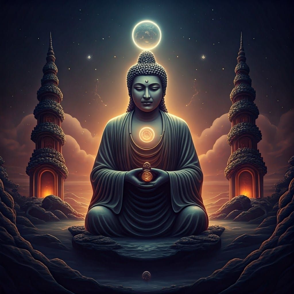 Cosmic Tapestry of Karma in Ethereal Light