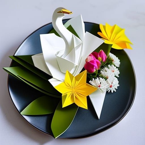 a Beautiful white origami swan.  by @Andre