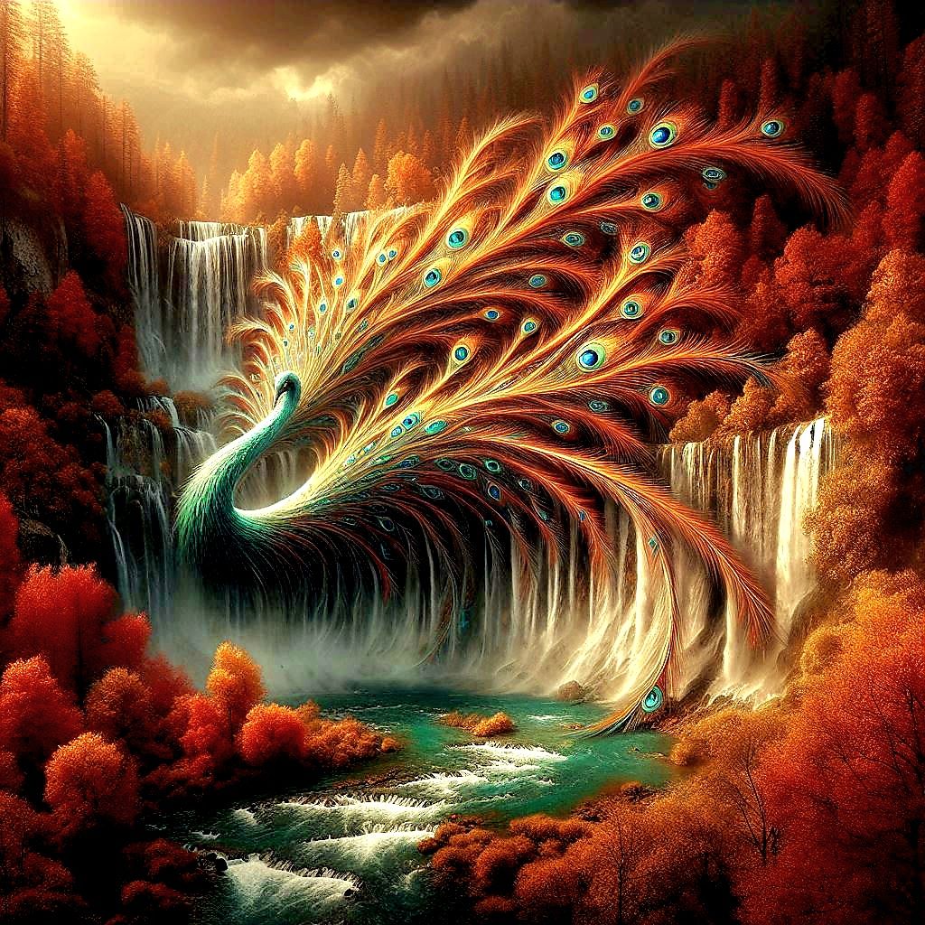 Surreal Autumn peacock