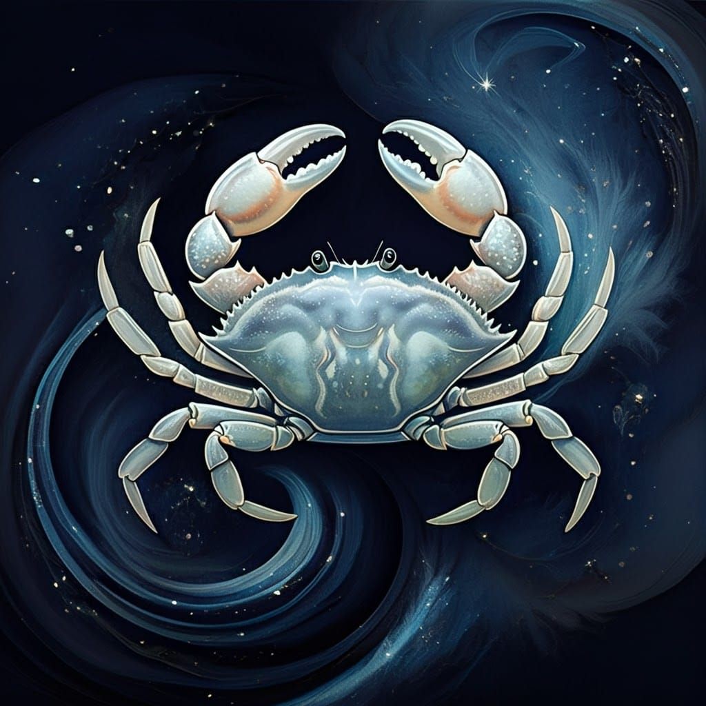 Ethereal Cancer Zodiac Crab in Art Nouveau Style