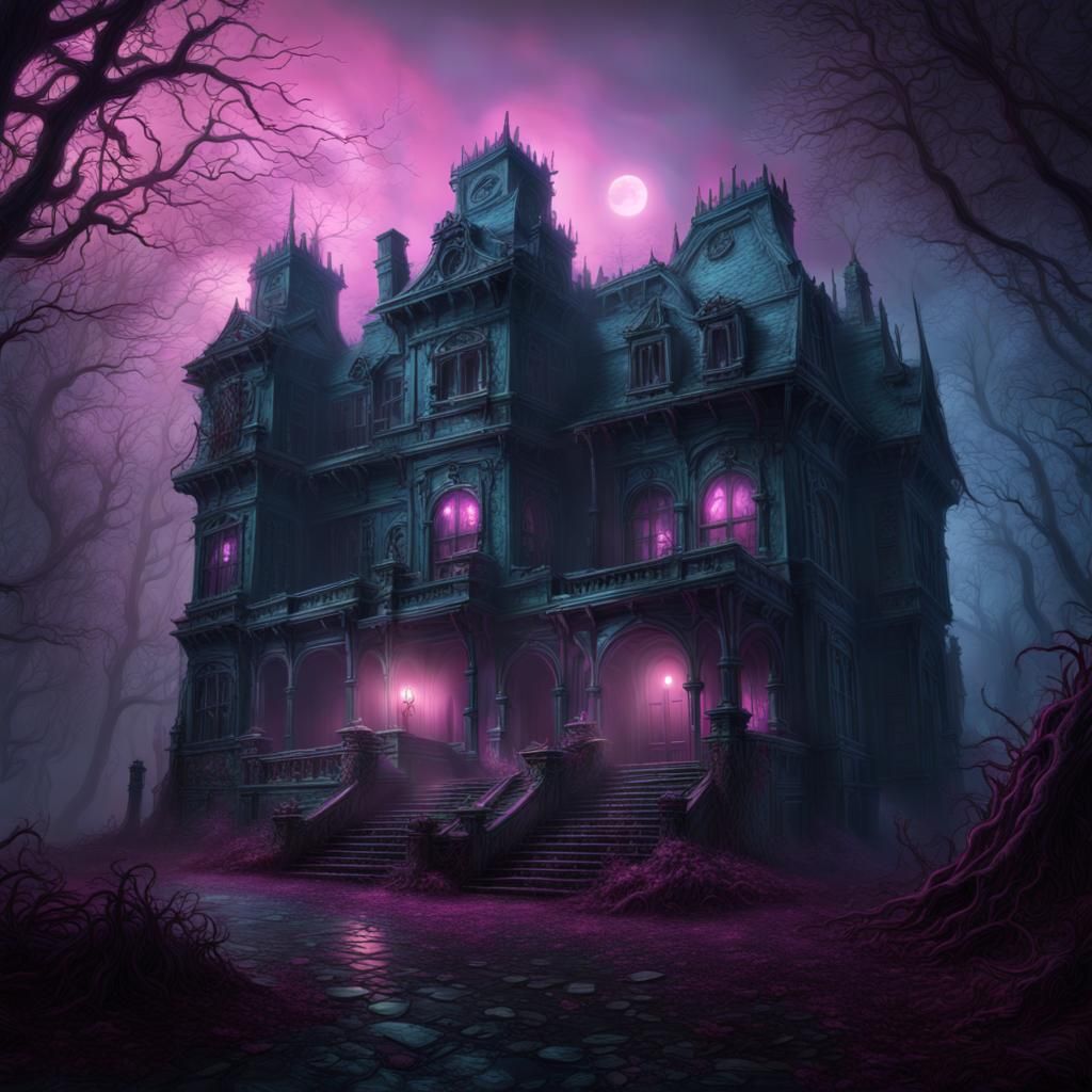 Haunted Mansion in the woods - AI Generated Artwork - NightCafe Creator