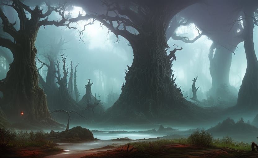 A Dark Forest 1 - Ai Generated Artwork - Nightcafe Creator