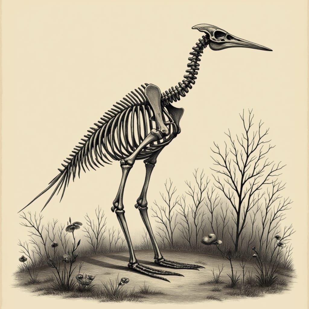 bird skeleton <lora:Skulls-N-Skeletons:0.9>, landscape