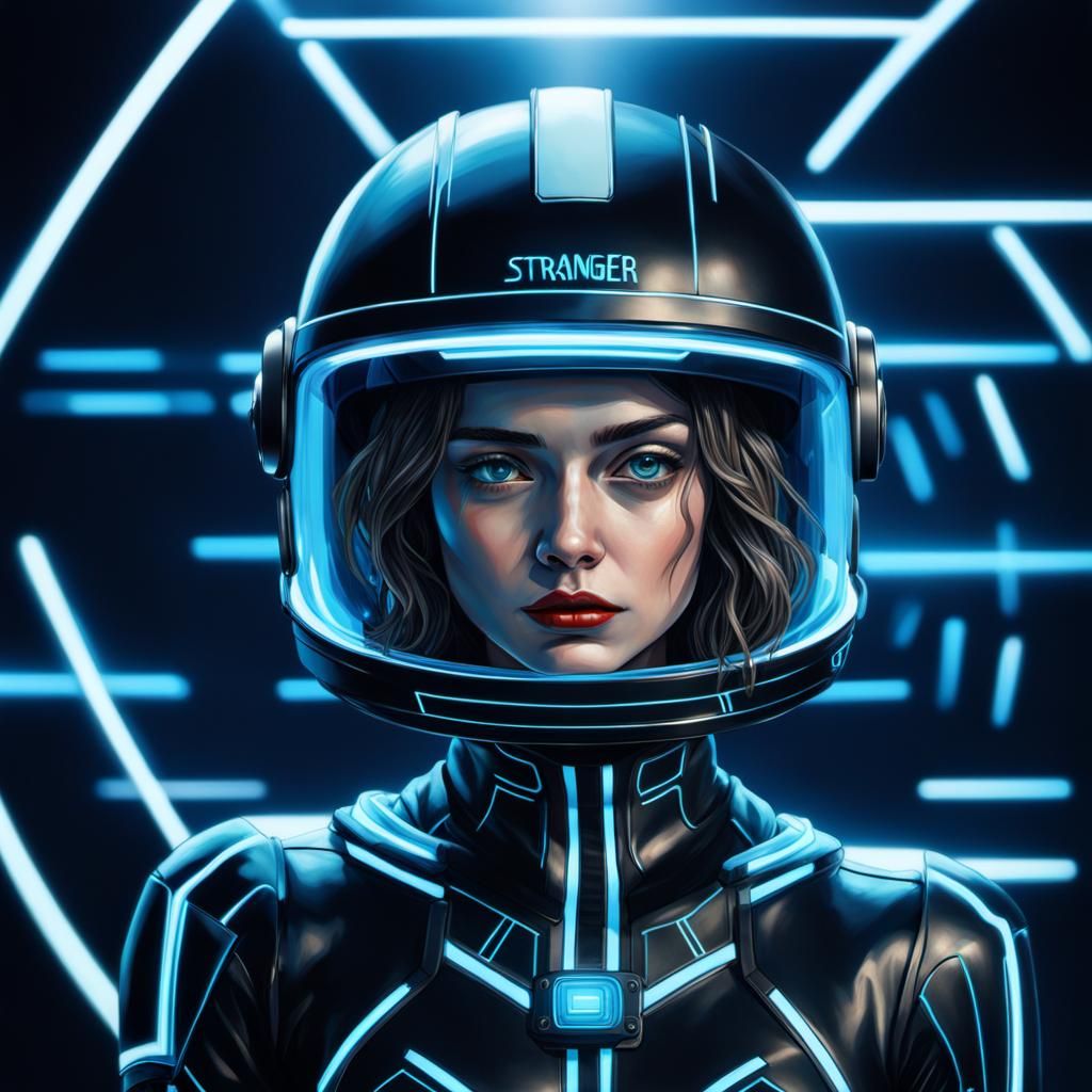 Art by Uhma Duh, highly detailed, cute girl, full body portrait, Tron ...