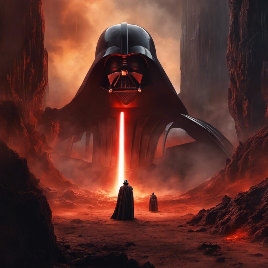 Darth Vader approaching Anakin Skywalker on Mustafar - AI Generated ...