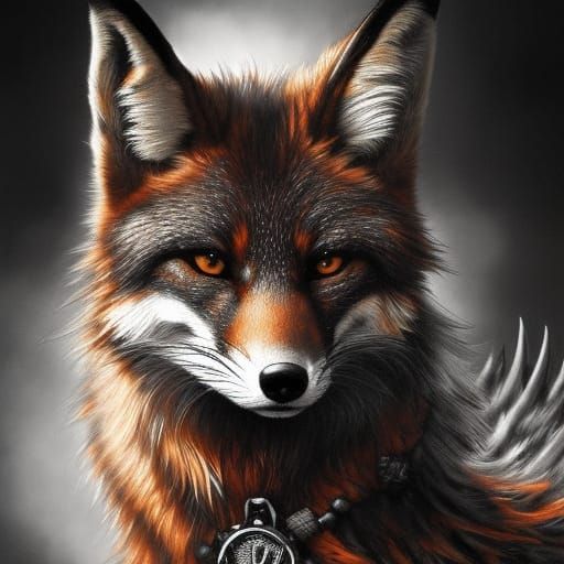 colourful steampunk fox  by @Lovealotyl