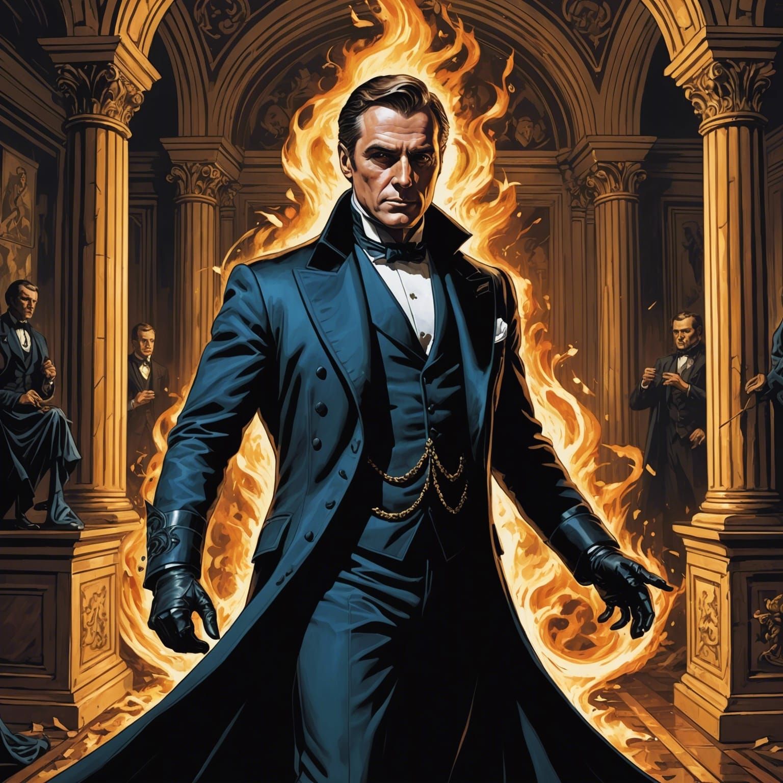 spectre of an aristocratic villain emerging from a painting