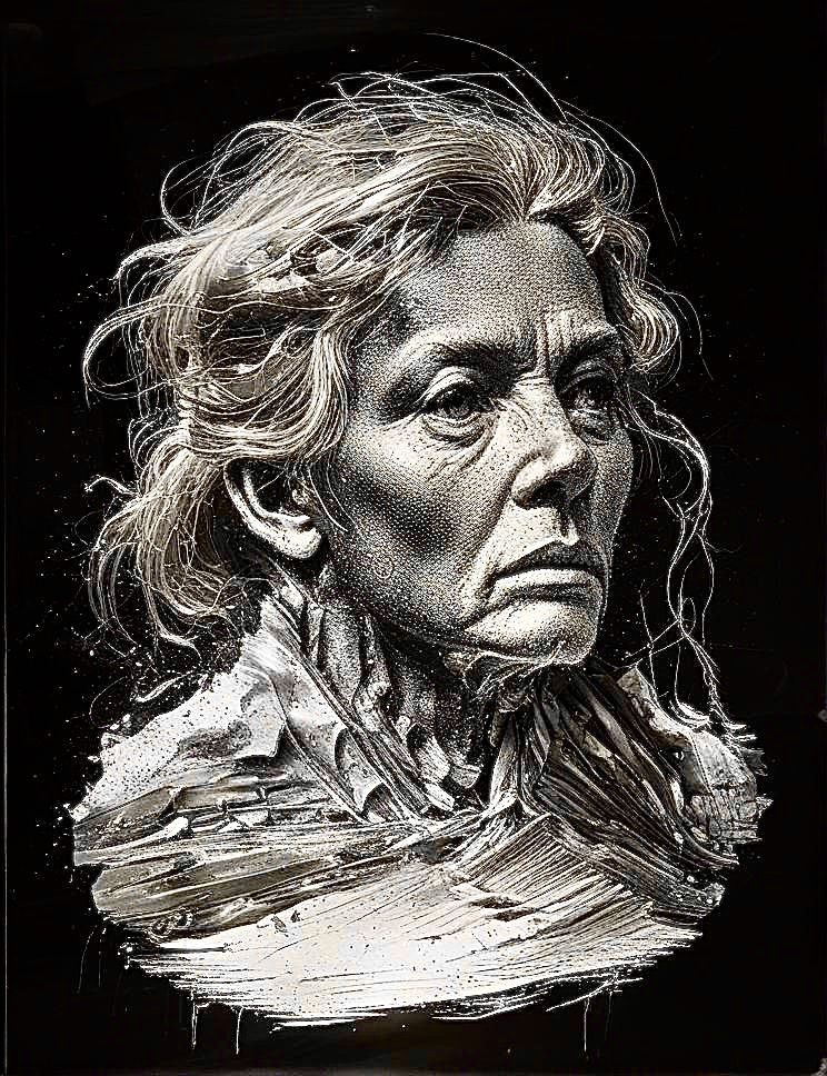 Portrait of a woman in black and white