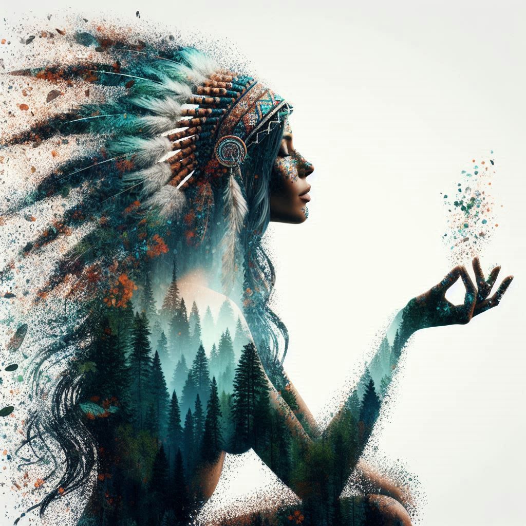 double exposure beautiful fantasy DALL-E 3 portrait landscap...