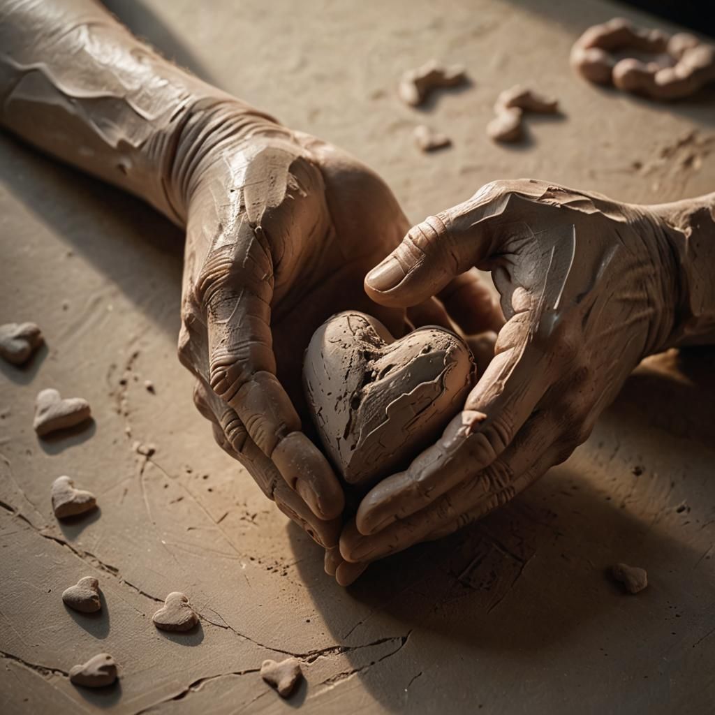 Human hands shaping a delicate heart
