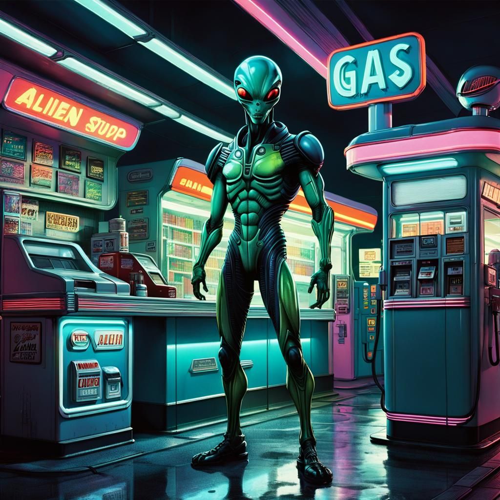 Alien gasstation Mark Brooks and Dan Mumford, comic book art...