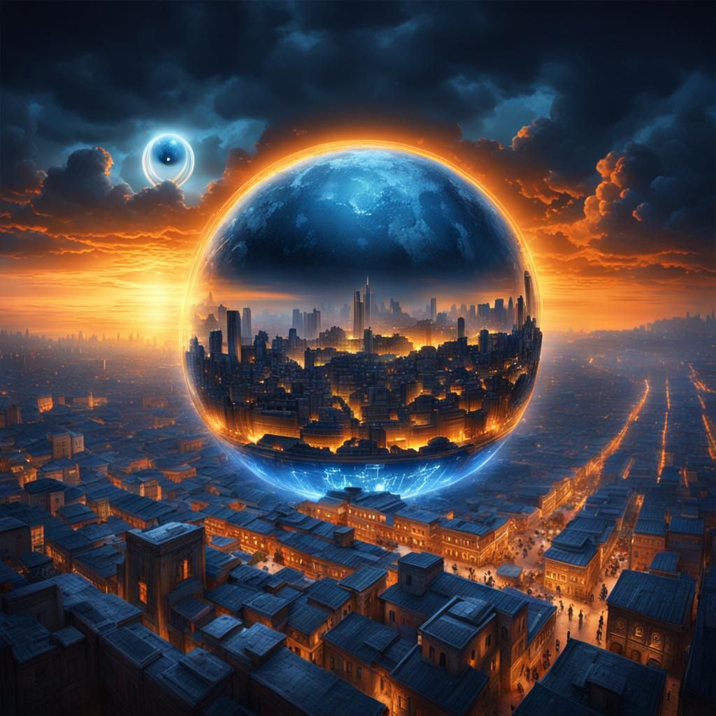 Glowing Weather Orb Over Israeli Cityscape