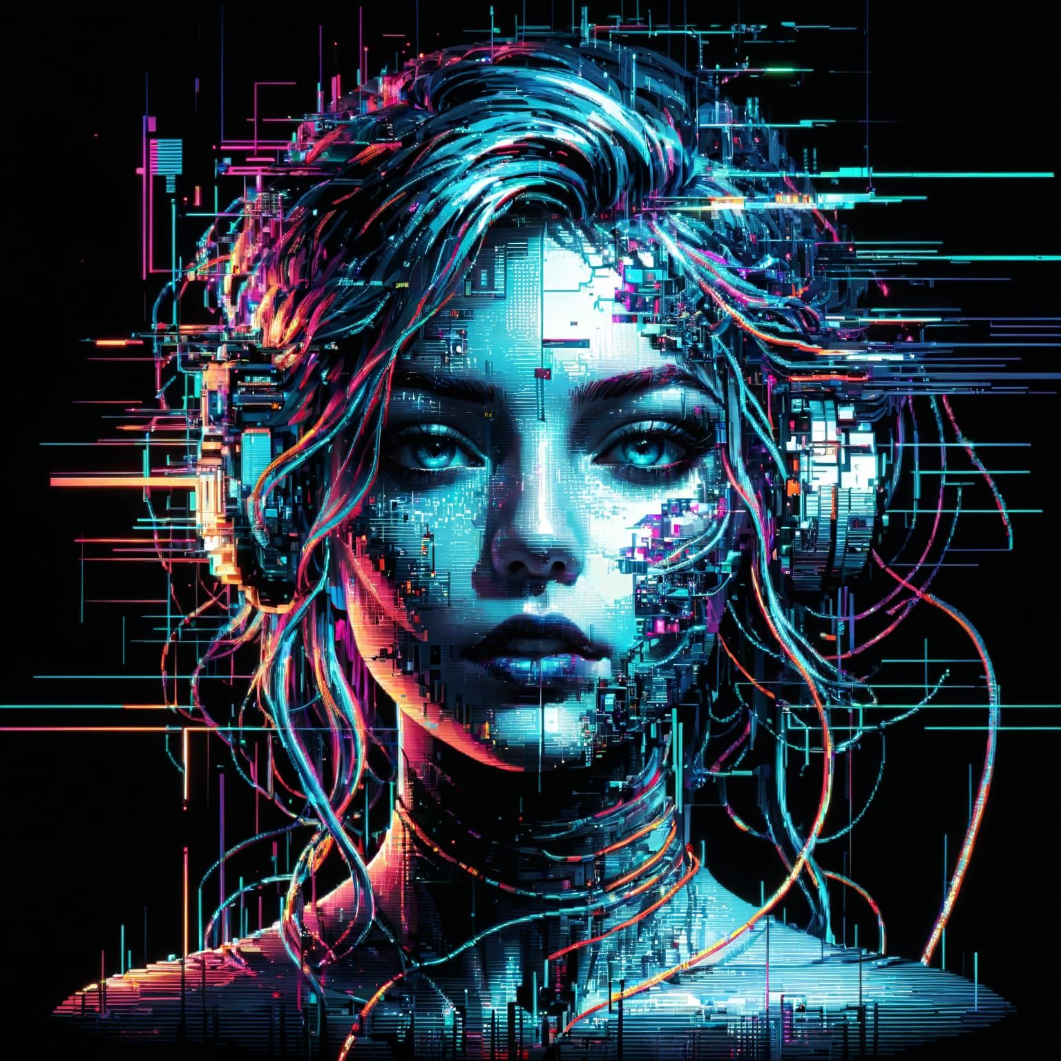 Glitch art portrait