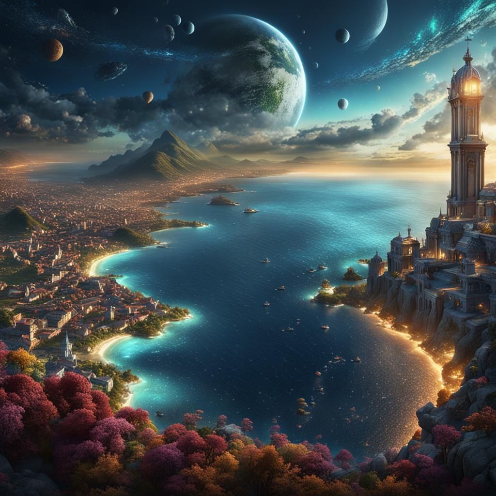 Vue de l'océan scintillante