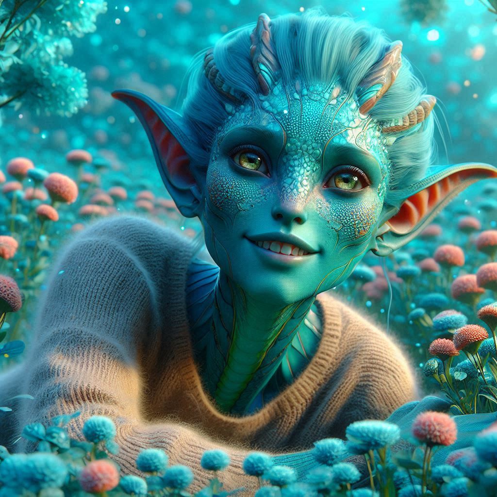 Alien in a blooming meadow