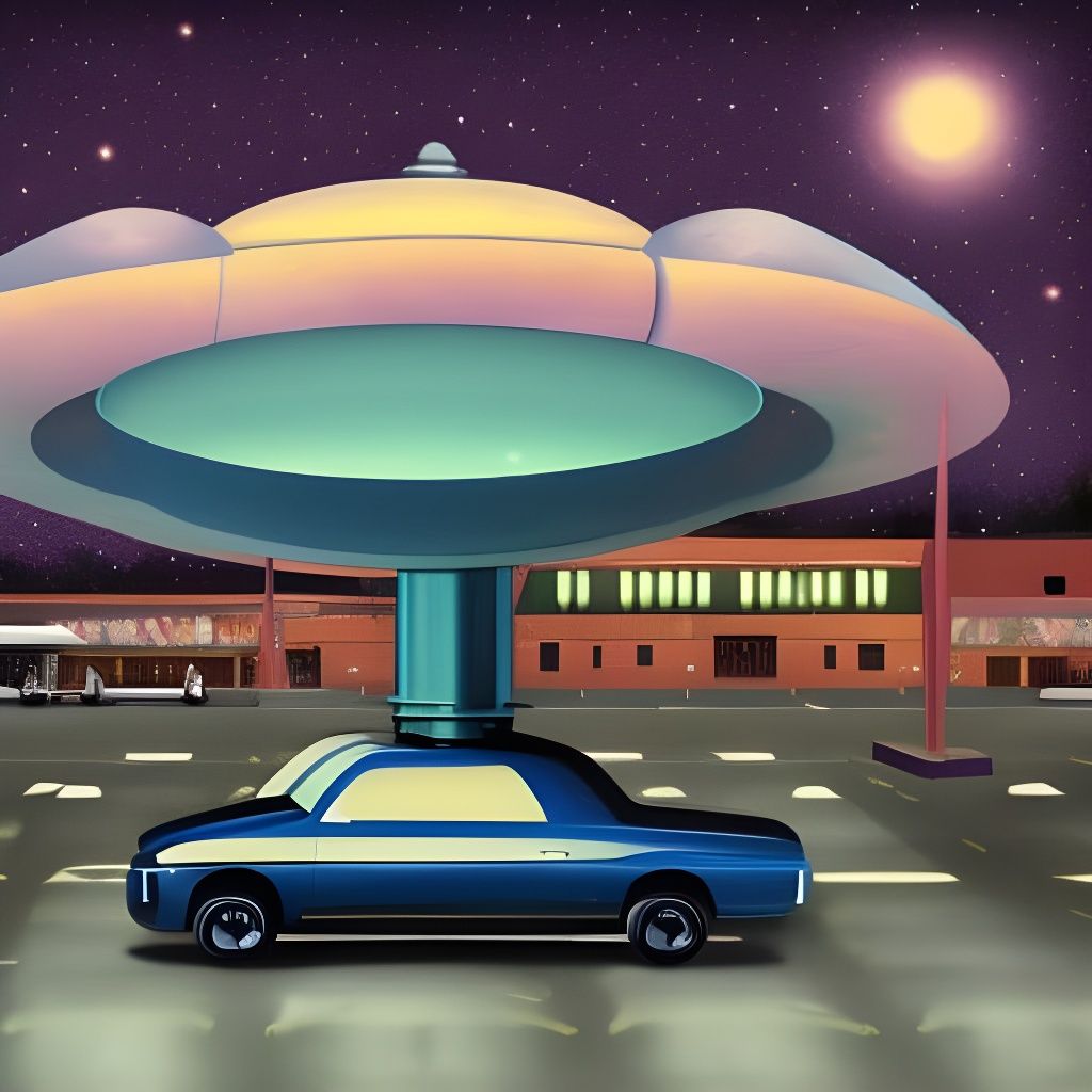 Outside A Whole Foods Grocery Store In The Parking Lot A Ufo Floats 