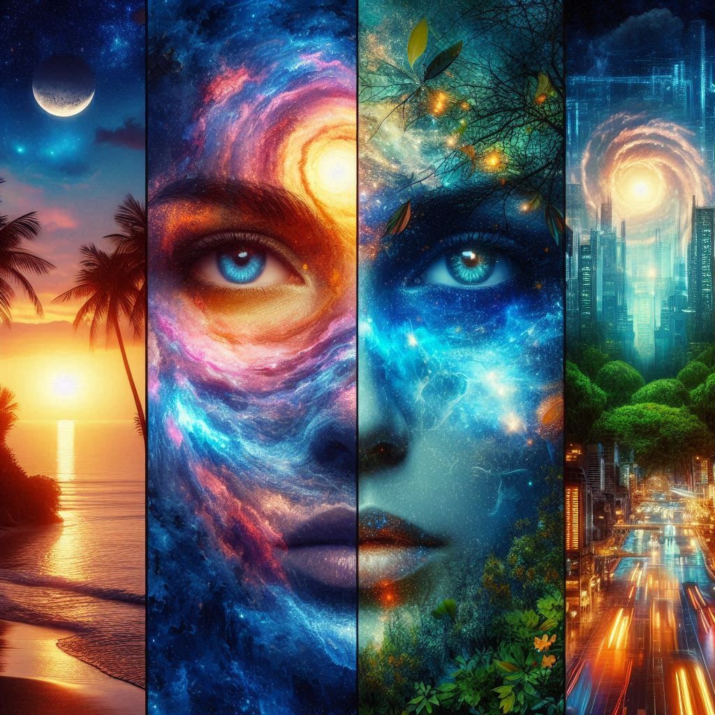 Double exposure collage portrait