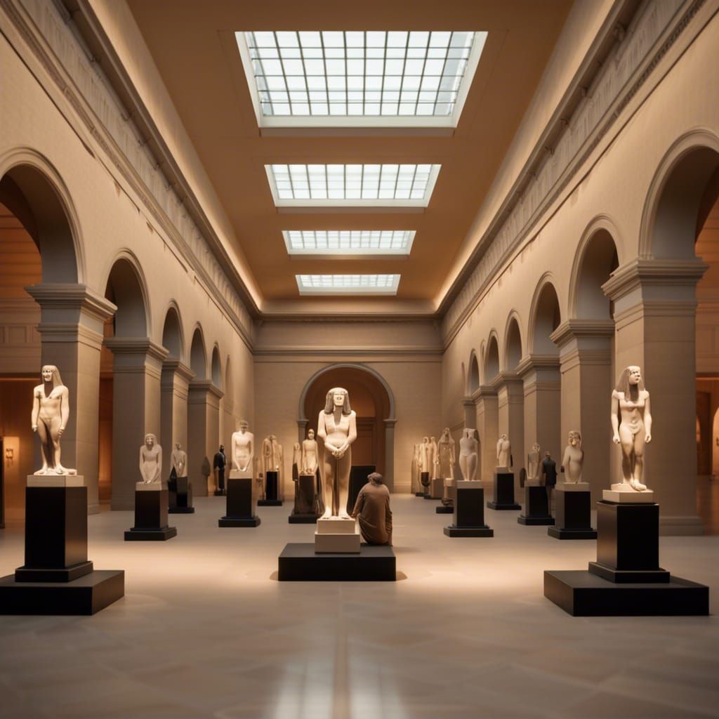 A Wide shot of the interior of the Metropolitan museum of th...