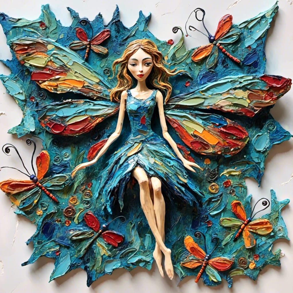 a female elf riding on the back of a beautiful colorful drag...