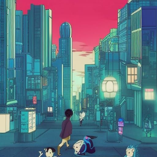 ちび-ghost-in-the-big-city downtown-city-metropolis lo-fi-retrofuturistic ...