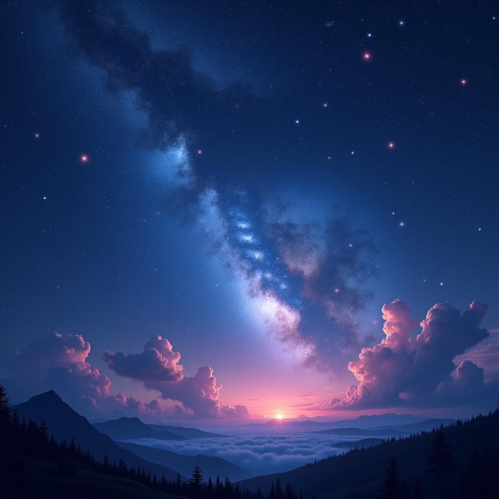 A spectacular night sky, constellations, nebulae, astrophotography 