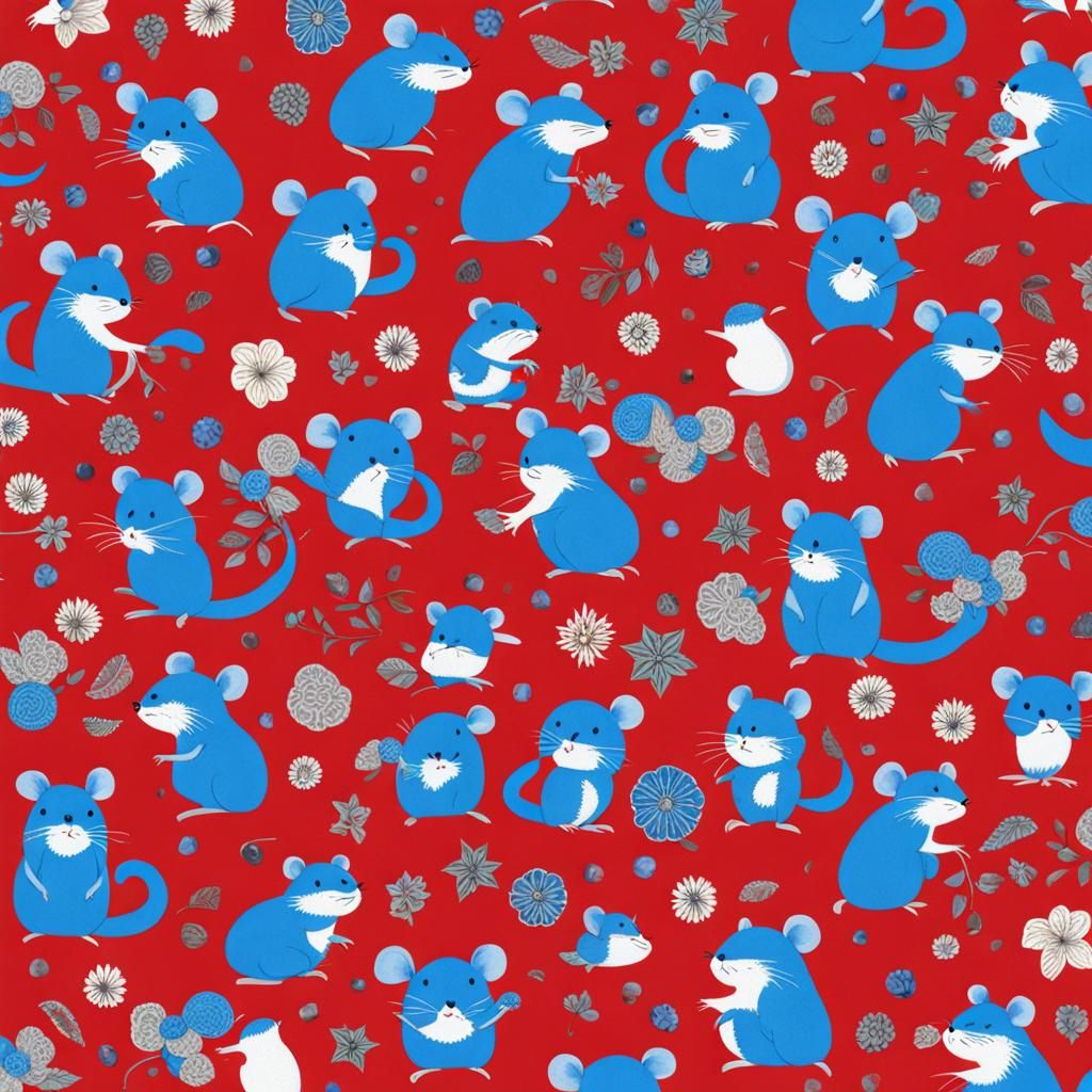 a blue mouse dress in red