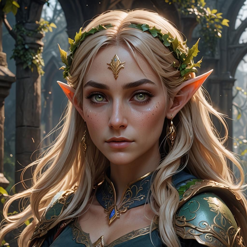 an elf girl with blonde hair detailed matte painting, deep c...