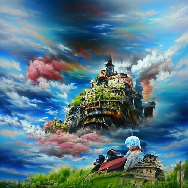 Howl s Moving Castle 8k resolution HDR beautiful bright landscape