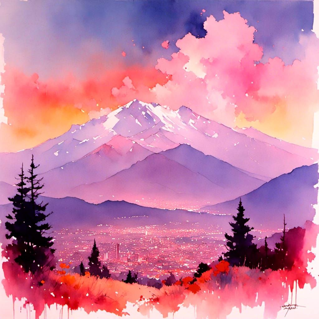 Mount Olympus at dawn! <lora:LapiWatercolor:1.0>