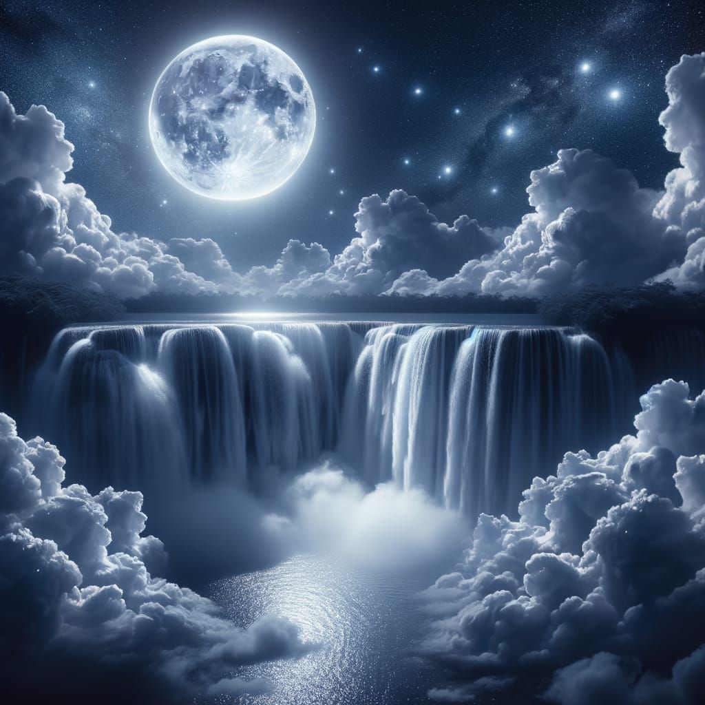 water falling over the clouds