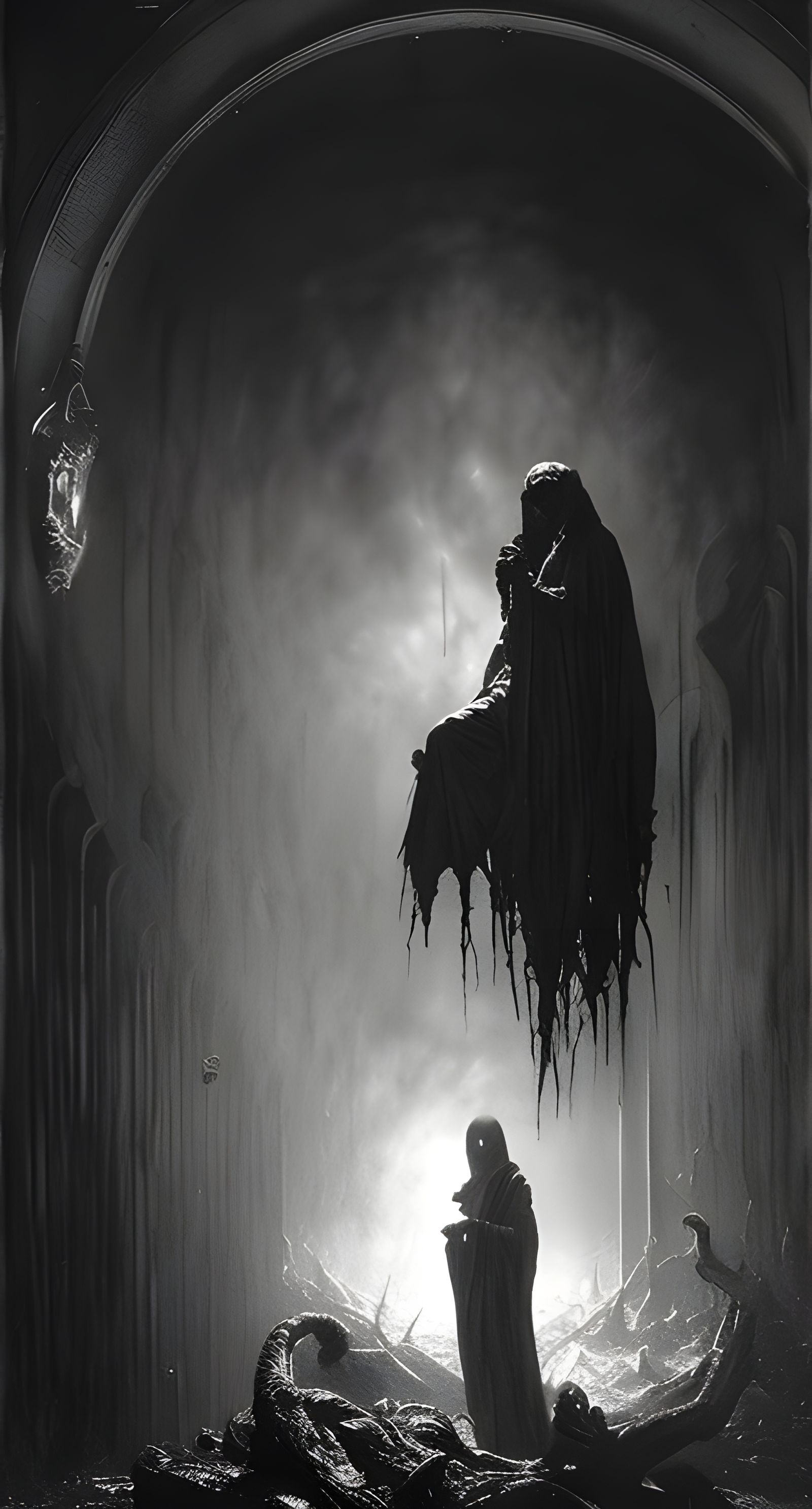 The evil monster is waiting in the shade horror Gustave Doré...