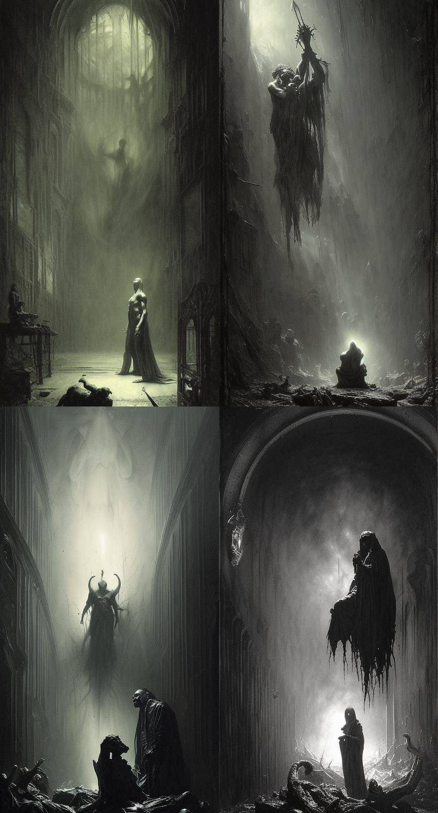 The evil monster is waiting in the shade horror Gustave Doré...