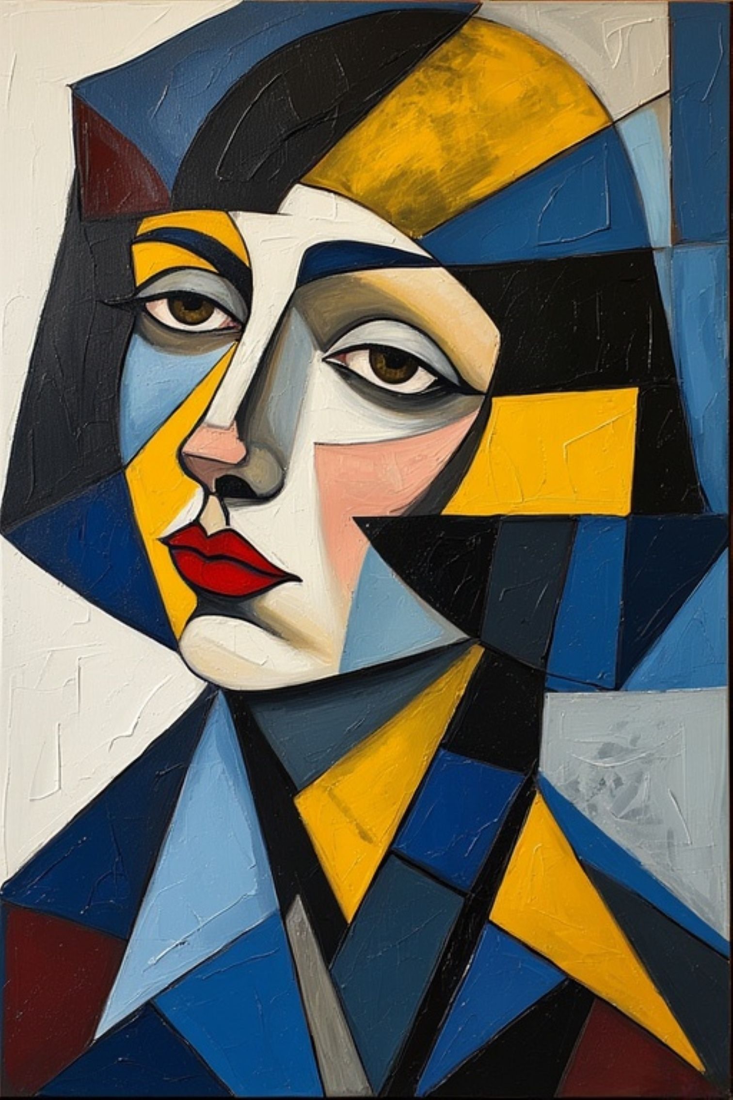 A stylized Cubist portrait