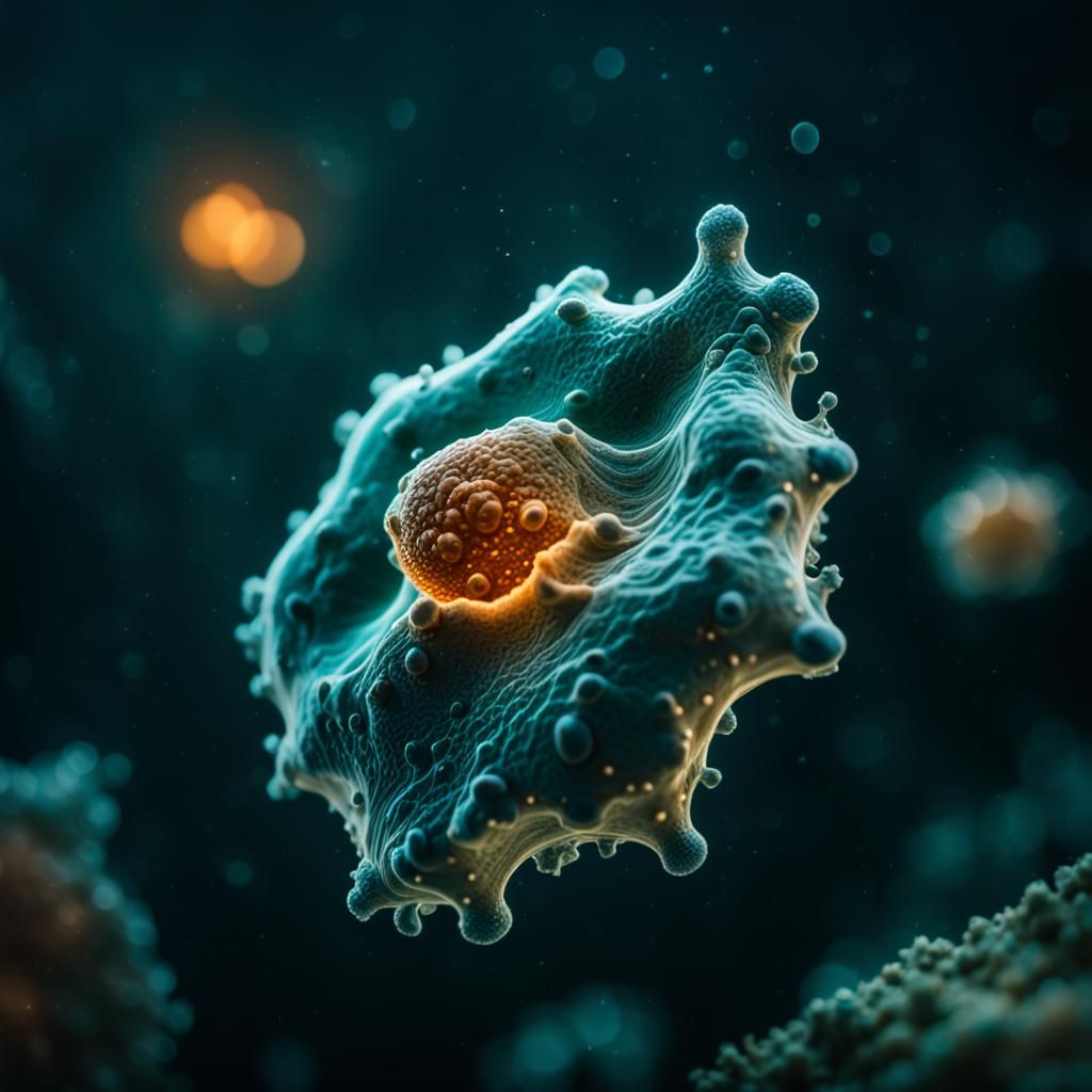 Amoeba engulfing a food particle  by @Ghost_fang