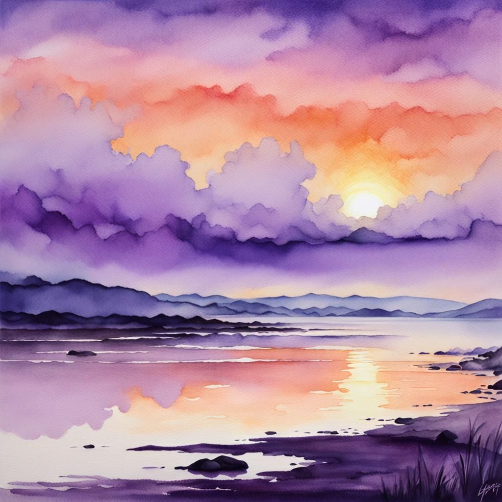 Delicate pastel twilight over an estuary.