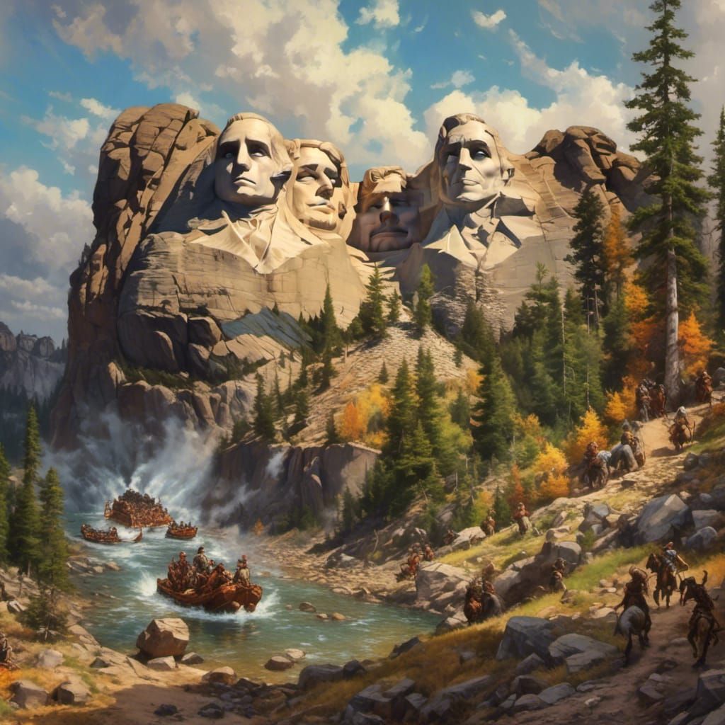 Mount Rushmore, in the style of <lora:aZovyaRPGV2art:1.0>
