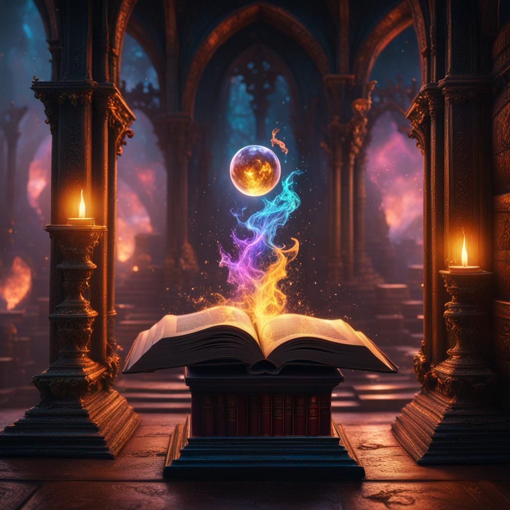Multicolored Mystical glow around the book