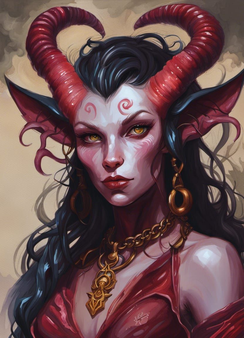 Beautiful Tiefling - AI Generated Artwork - NightCafe Creator