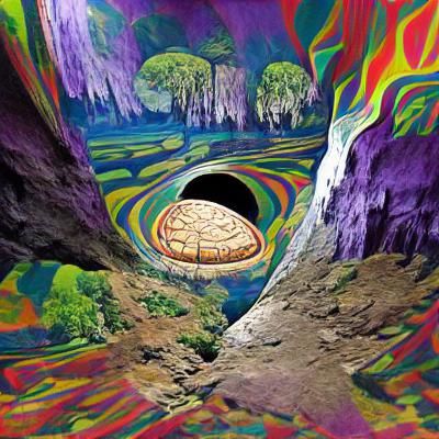 Psychedelic travel through a hollow earth