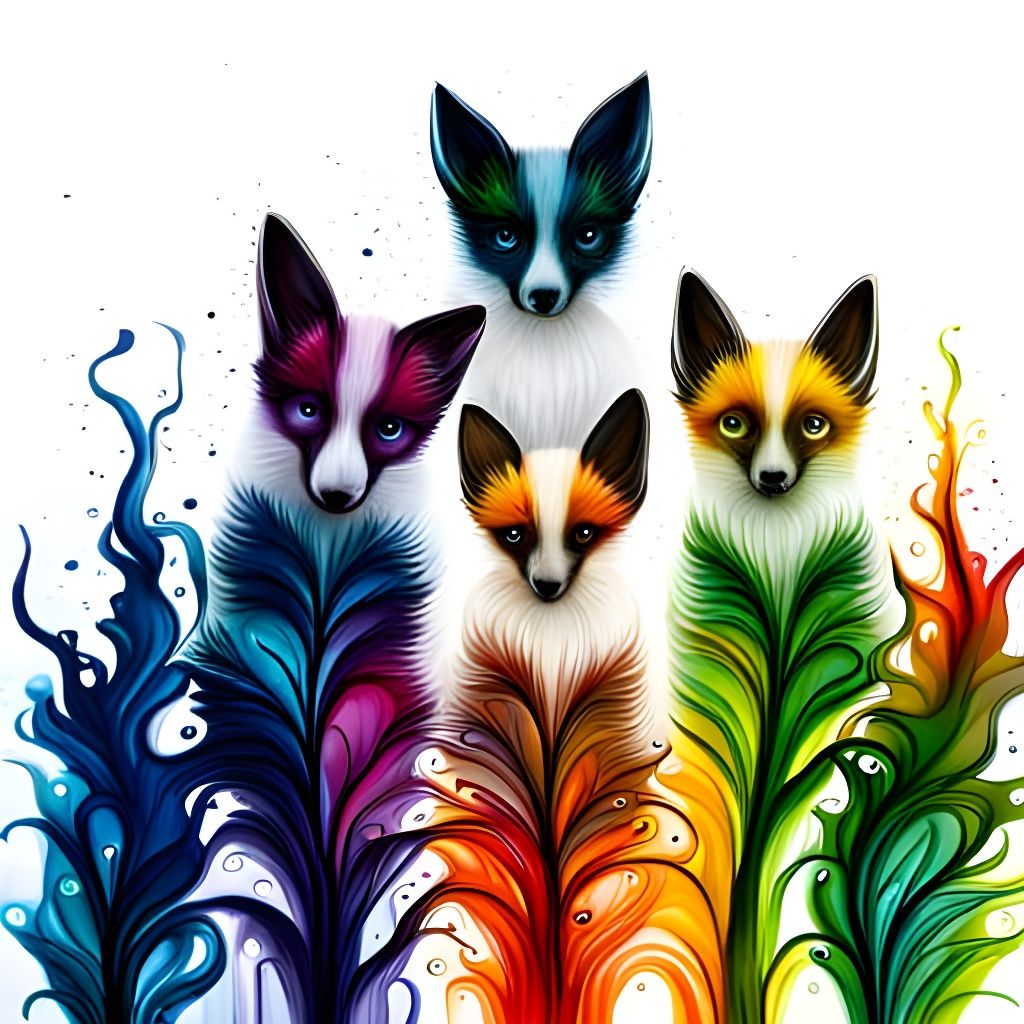 Hybridized Skunk Puppies in Ferrofluid Rainbow