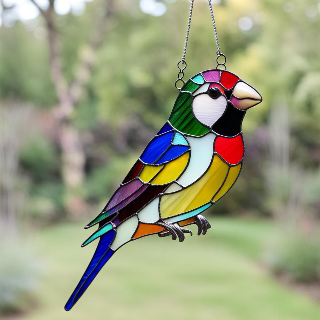 Stained glass Multi-colored Gouldian Finch