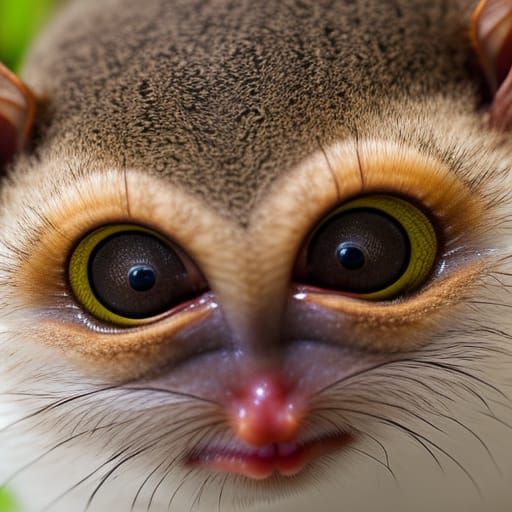 Big-eyed Tarsier in tree. close-up