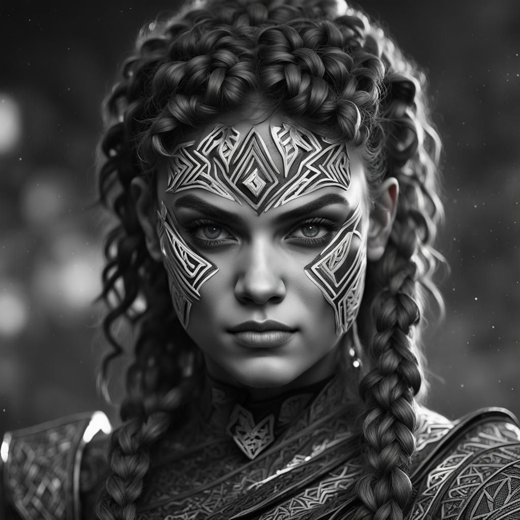 Camren Bicondova With Long Curly Brown Braided Hair As The Black White 