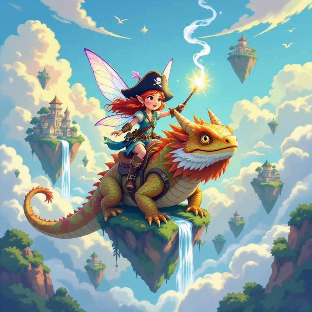 Pirate fairy on bearded dragon